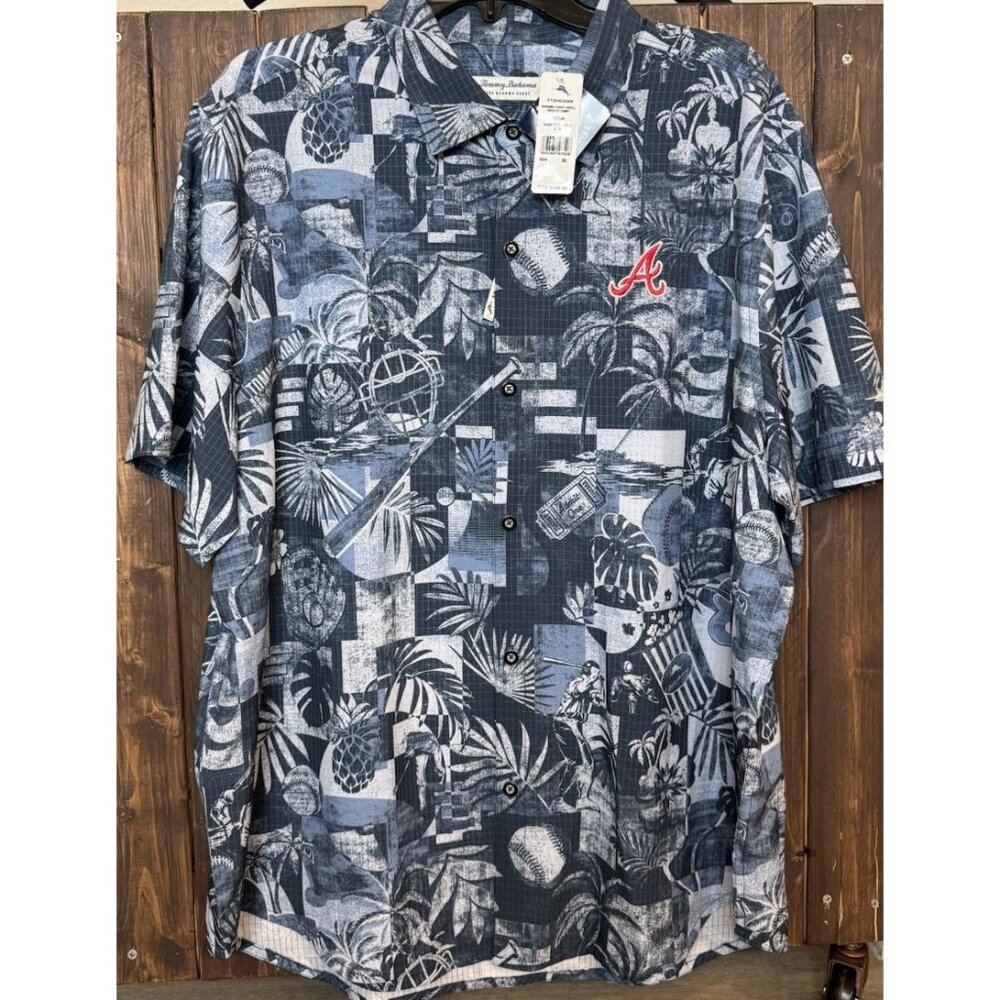 Tommy Bahama XL Atlanta Braves Baseball Medley Bahama Coast camp Shirt NEW $168